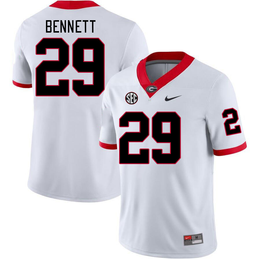 Georgia Bulldogs #29 Luke Bennett College Football Jerseys Stitched-White